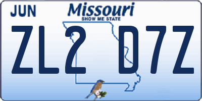 MO license plate ZL2D7Z