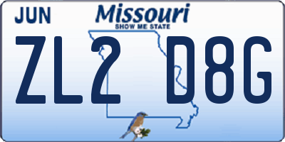 MO license plate ZL2D8G
