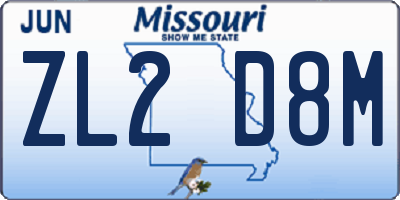 MO license plate ZL2D8M