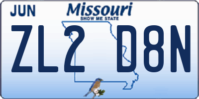 MO license plate ZL2D8N
