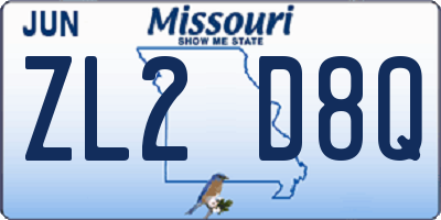 MO license plate ZL2D8Q