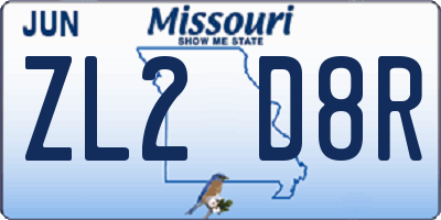 MO license plate ZL2D8R