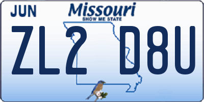 MO license plate ZL2D8U