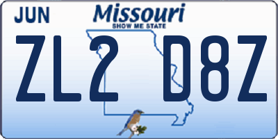 MO license plate ZL2D8Z