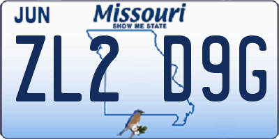 MO license plate ZL2D9G