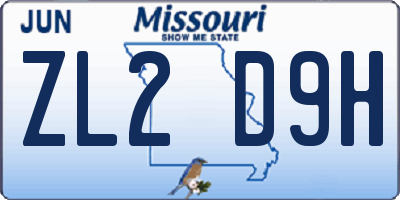 MO license plate ZL2D9H