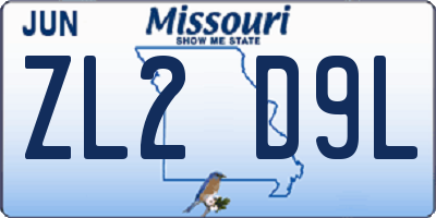 MO license plate ZL2D9L