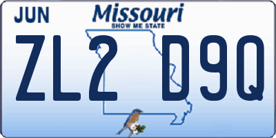 MO license plate ZL2D9Q