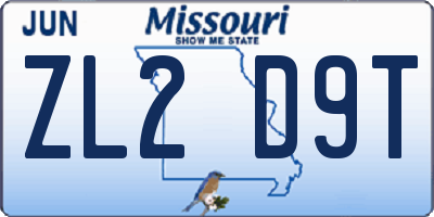 MO license plate ZL2D9T