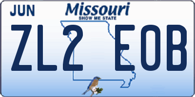 MO license plate ZL2E0B