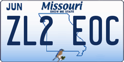 MO license plate ZL2E0C