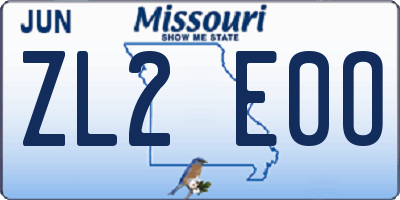 MO license plate ZL2E0O