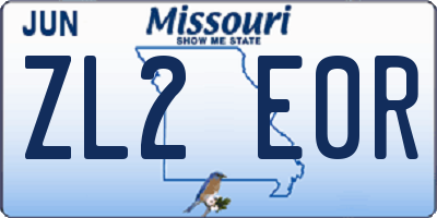 MO license plate ZL2E0R