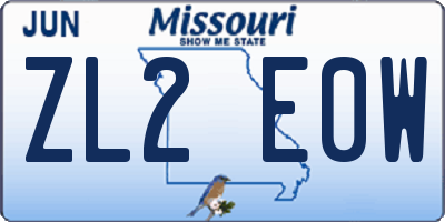 MO license plate ZL2E0W