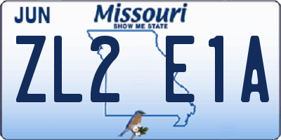 MO license plate ZL2E1A
