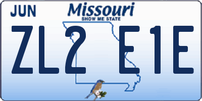 MO license plate ZL2E1E