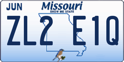 MO license plate ZL2E1Q