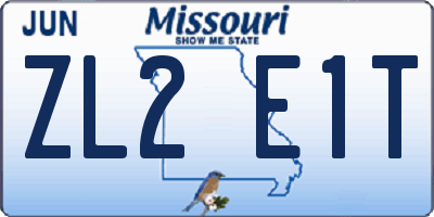MO license plate ZL2E1T