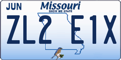MO license plate ZL2E1X