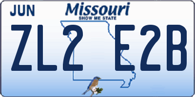 MO license plate ZL2E2B