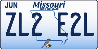 MO license plate ZL2E2L