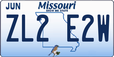 MO license plate ZL2E2W