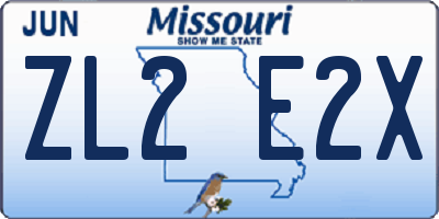 MO license plate ZL2E2X