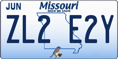 MO license plate ZL2E2Y