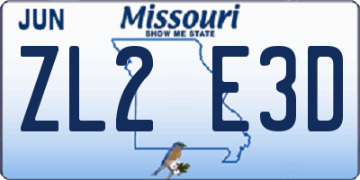 MO license plate ZL2E3D