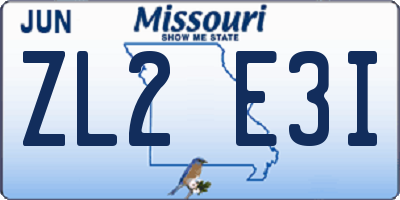 MO license plate ZL2E3I