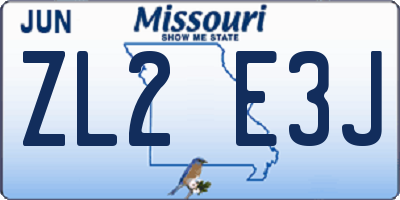 MO license plate ZL2E3J