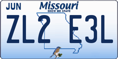 MO license plate ZL2E3L