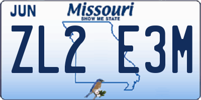 MO license plate ZL2E3M
