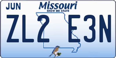 MO license plate ZL2E3N