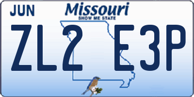 MO license plate ZL2E3P