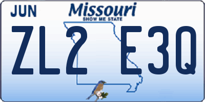 MO license plate ZL2E3Q