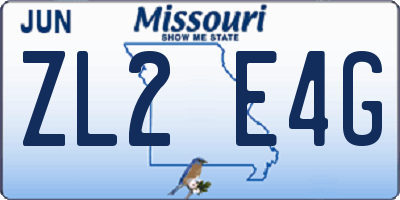 MO license plate ZL2E4G