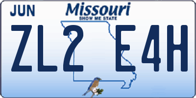 MO license plate ZL2E4H