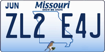 MO license plate ZL2E4J