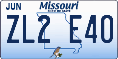 MO license plate ZL2E4O