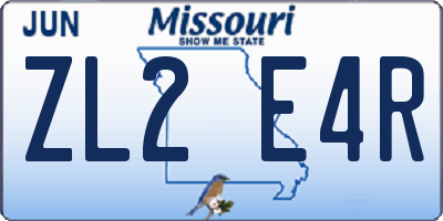 MO license plate ZL2E4R