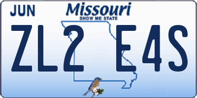 MO license plate ZL2E4S