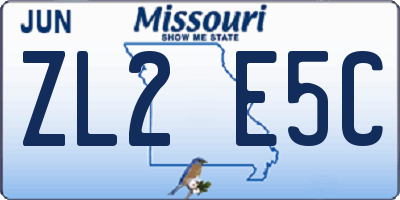 MO license plate ZL2E5C