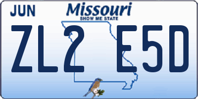 MO license plate ZL2E5D
