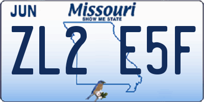 MO license plate ZL2E5F