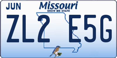 MO license plate ZL2E5G