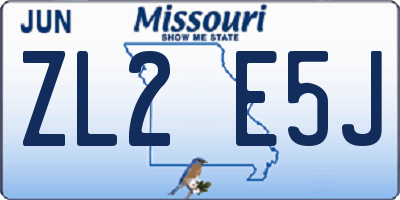 MO license plate ZL2E5J