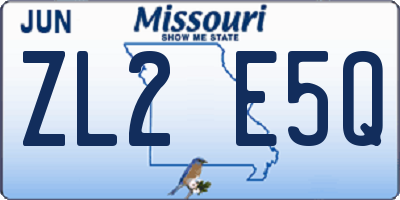 MO license plate ZL2E5Q