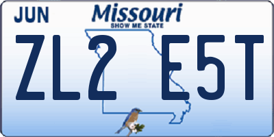 MO license plate ZL2E5T