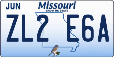 MO license plate ZL2E6A